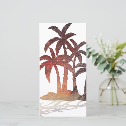 Beach Palm Trees Sunset Bedankkaart (Staand voorkant)