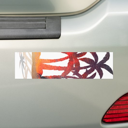 Beach Palm Trees Sunset Bumpersticker (Op auto)