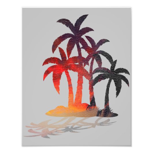 Beach Palm Trees Sunset Photo Print Foto Afdruk (Voorkant)