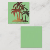 Beach Palm Trees Sunset Vierkante Visitekaartje (Voorkant / Achterkant)