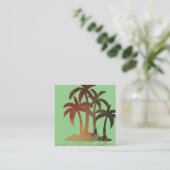 Beach Palm Trees Sunset Vierkante Visitekaartje (Staand voorkant)
