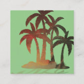 Beach Palm Trees Sunset Vierkante Visitekaartje (Voorkant)