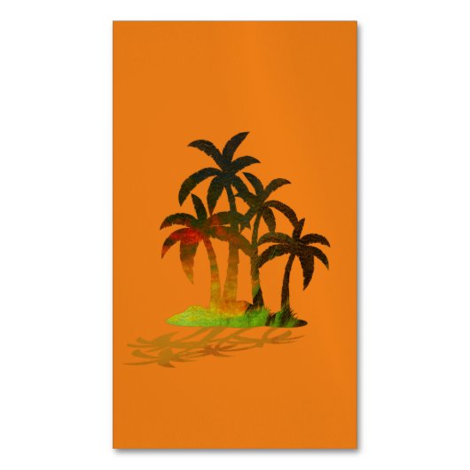 Beach Palm Trees Sunset Visitekaartje Magnet Magnetisch Visitekaartje (Voorkant Verticaal)