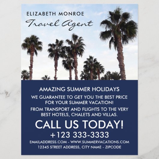 Beach Palm Trees, Travel Agent Adverteren Flyer (Voorkant)