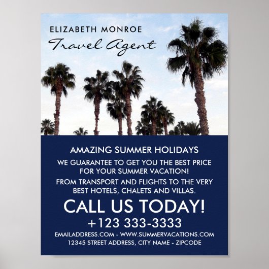 Beach Palm Trees, Travel Agent Adverteren Poster (Voorkant)