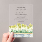 Beach Palm Trees Tropical Waterverf Wedding Acryl Uitnodigingen (Insitu (Draagbaar))