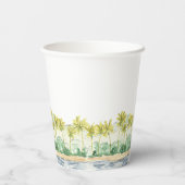 Beach Palm Trees Tropical Waterverf Wedding Papieren Bekers (Achterkant)