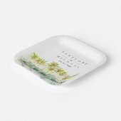 Beach Palm Trees Tropical Waterverf Wedding Papieren Bordje (Gebogen)