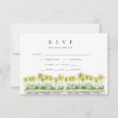 Beach Palm Trees Tropical Waterverf Wedding RSVP (Voorkant)