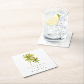 Beach Palm Trees Tropical Weddenschap Bedankt Kartonnen Onderzetters (Insitu)