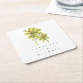 Beach Palm Trees Tropical Weddenschap Bedankt Kartonnen Onderzetters (Schuin)