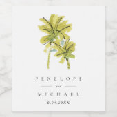 Beach Palm Trees Tropical Weddenschap Wine Label Wijn Etiket (Enkel label)
