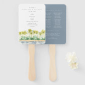 Beach Palm Trees Tropical Wedding Programme Hand F Handwaaier (Voorkant en achterkant)