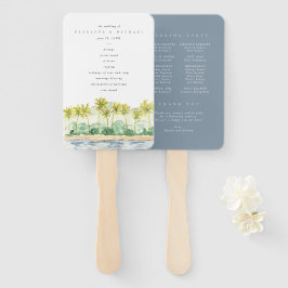 Beach Palm Trees Tropical Wedding Programme Hand F Handwaaier