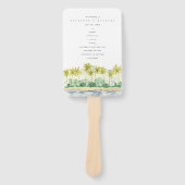 Beach Palm Trees Tropical Wedding Programme Hand F Handwaaier (Voorkant)