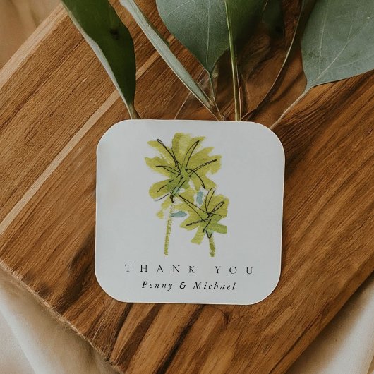 Beach Palm Trees Tropisch Dank je wel Vierkante Sticker