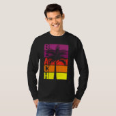 Beach Palm Trepes Horizontale Stripes Sunset T-shirt (Voorkant volledig)