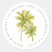 Beach Palm Trepical Return Address Ronde Sticker (Voorkant)