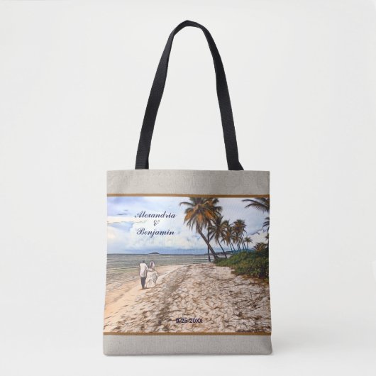 Beach Palm Tropical Destination Custom Tote Bag (Voorkant)