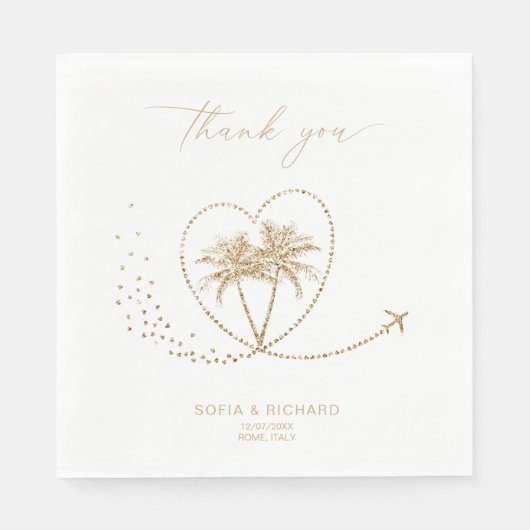 Beach Palm Wedding Destination Bedankt Servet (Voorkant)