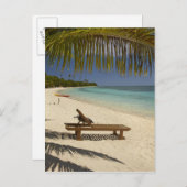 Beach, palmbomen en lounger briefkaart (Voorkant / Achterkant)
