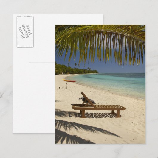 Beach, palmbomen en lounger briefkaart (Voorkant / Achterkant)