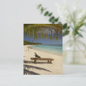 Beach, palmbomen en lounger briefkaart (Staand voorkant)