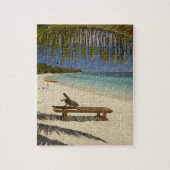 Beach, palmbomen en lounger legpuzzel (Verticaal)