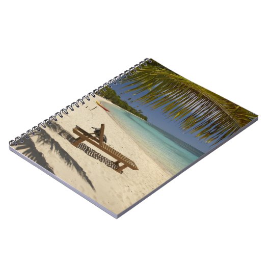 Beach, palmbomen en lounger notitieboek (Linkerzijde)