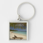 Beach, palmbomen en lounger sleutelhanger (Voorkant)