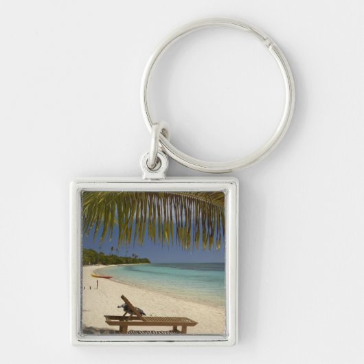 Beach, palmbomen en lounger sleutelhanger (Voorkant)