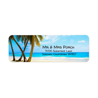 Beach, palmbomen, Ocean Return-adres Etiket