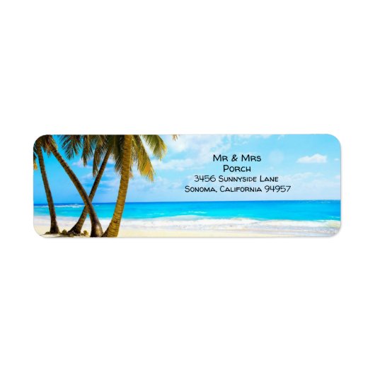 Beach, palmbomen, Ocean Return-adres Etiket (Voorkant)