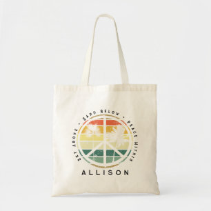 Beach-palmboom voor terugtrekpleister tote bag