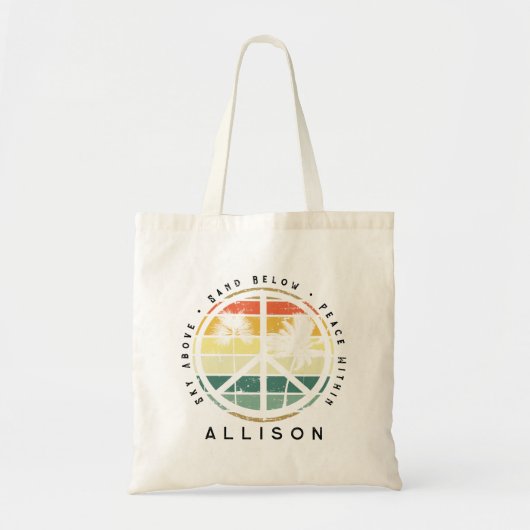 Beach-palmboom voor terugtrekpleister tote bag (Voorkant)
