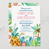 Beach Palms Ananas waterverf repetitie diner Kaart (Voorkant / Achterkant)