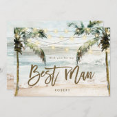 Beach Palms Be My Best Man Voorstelkaart Bedankkaart (Voorkant / Achterkant)