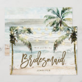 Beach Palms Be My Bridesmaid Voorstelkaart Bedankkaart (Voorkant / Achterkant)