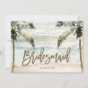 Beach Palms Be My Bridesmaid Voorstelkaart Bedankkaart