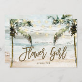 Beach Palms Be My Flower Girl Voorstelkaart Bedankkaart (Voorkant / Achterkant)