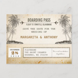 Beach Palms Boarding Pass Bewaar de datum Aankondigingskaart
