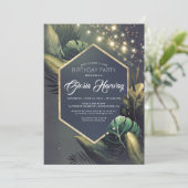 Beach Palms String Lights Verjaardag uitnodiging (Staand voorkant)