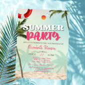 Beach Palms Summer Party Verjaardag Uitnodiging