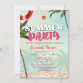 Beach Palms Summer Party Verjaardagsuitnodiging Kaart (Voorkant)
