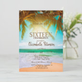 Beach Palms Summer Sweet 16-feest Kaart (Staand voorkant)