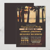 Beach Palms Sunset Engagement Party uitnodiging (Voorkant / Achterkant)