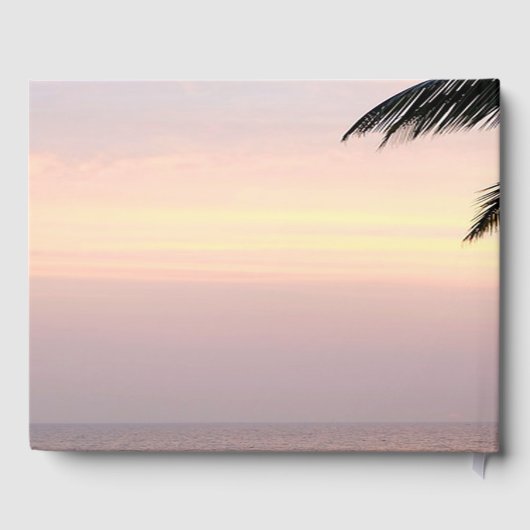 Beach Palms Sunset Hearts Weddenschap Gastenboek (Achterkant)