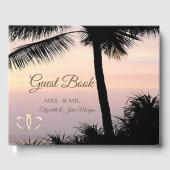 Beach Palms Sunset Hearts Weddenschap Gastenboek (Voorkant)