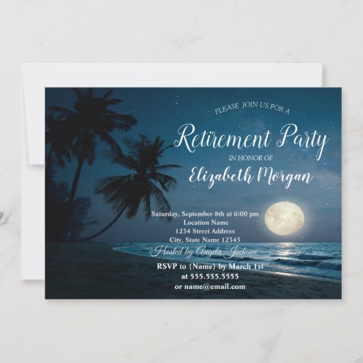 Beach Palms Sunset Retirement Party Kaart (Voorkant)