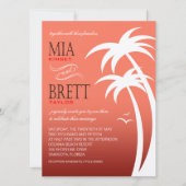 Beach Palms Tropical Wedding FELT | koraal Kaart (Voorkant)